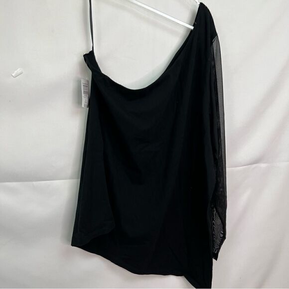 Torrid Black Long Sleeve Mesh One shoulder Foxy knit top Brand New! - Picture 7 of 15